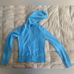 100% cashmere Christopher Fischer zip up hoodie Robin egg blue in size small